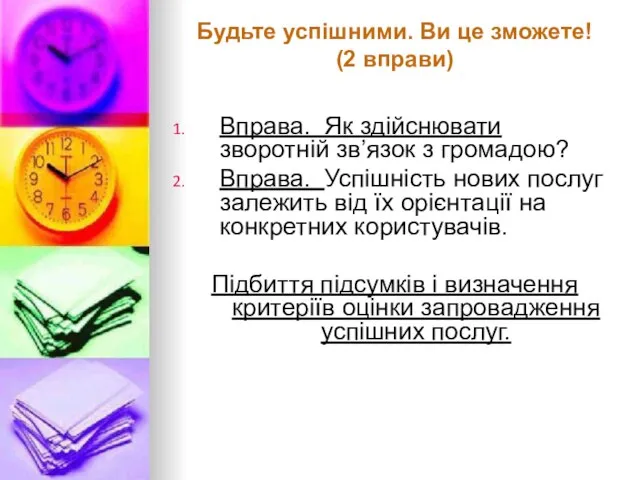 Будьте успішними. Ви це зможете! (2 вправи) Вправа. Як здійснювати зворотній зв’язок