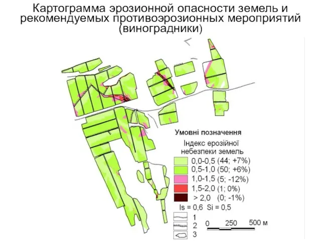 Картограмма эрозионной опасности земель и рекомендуемых противоэрозионных мероприятий (виноградники)