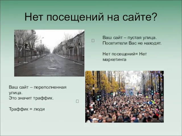 Нет посещений на сайте? Ваш сайт – пустая улица. Посетители Вас не