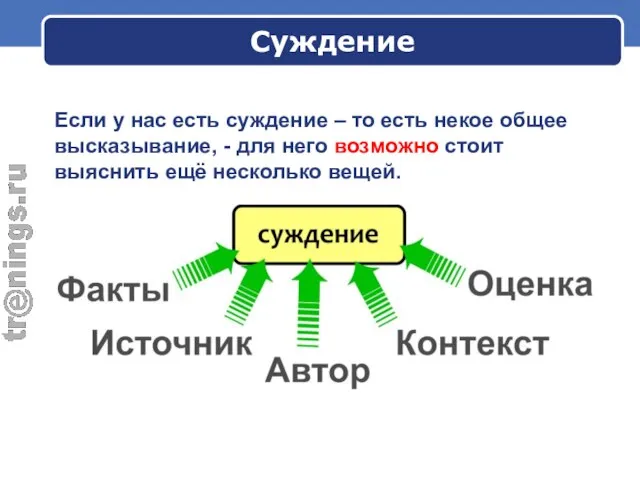 Суждение Если у нас есть суждение – то есть некое общее высказывание,