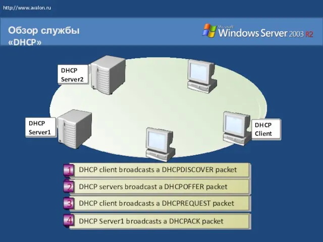 DHCP Client DHCP Server1 DHCP Server2 Обзор службы «DHCP» http://www.avalon.ru