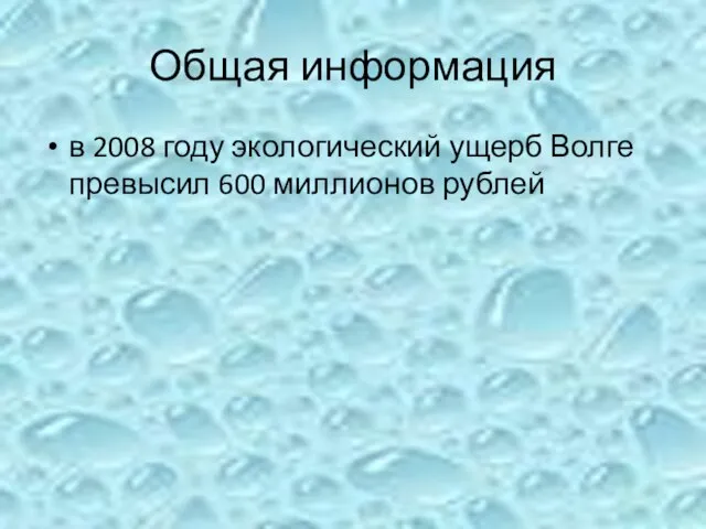 Общая информация в 2008 году экологический ущерб Волге превысил 600 миллионов рублей