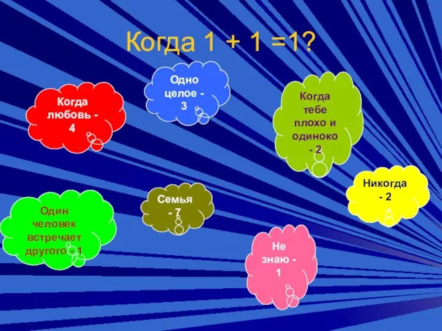 Когда 1 + 1 =1? Когда любовь - 4 Одно целое -