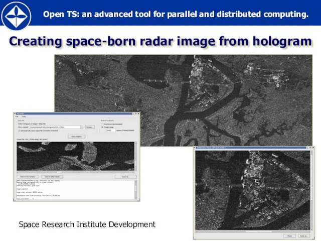 Creating space-born radar image from hologram Space Research Institute Development