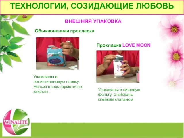 ТЕХНОЛОГИИ, СОЗИДАЮЩИЕ ЛЮБОВЬ Упакованы в полиэтиленовую пленку. Нельзя вновь герметично закрыть. ВНЕШНЯЯ