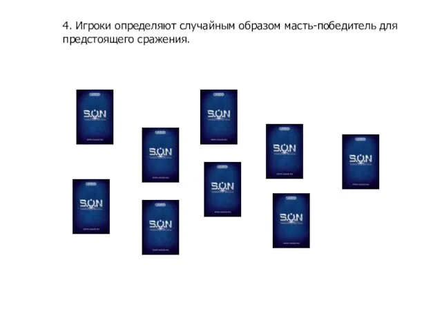 4. Игроки определяют случайным образом масть-победитель для предстоящего сражения.