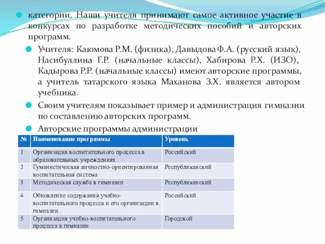 категории. Наши учителя принимают самое активное участие в конкурсах по разработке методических