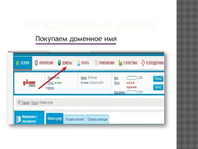 РЕГИСТРАЦИЯ НА ДЖИНО Покупаем доменное имя