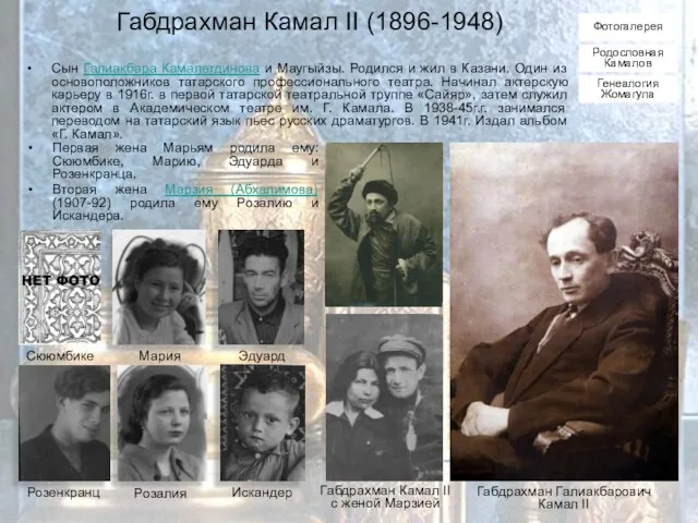 Габдрахман Камал II (1896-1948) Сын Галиакбара Камалетдинова и Маугыйзы. Родился и жил