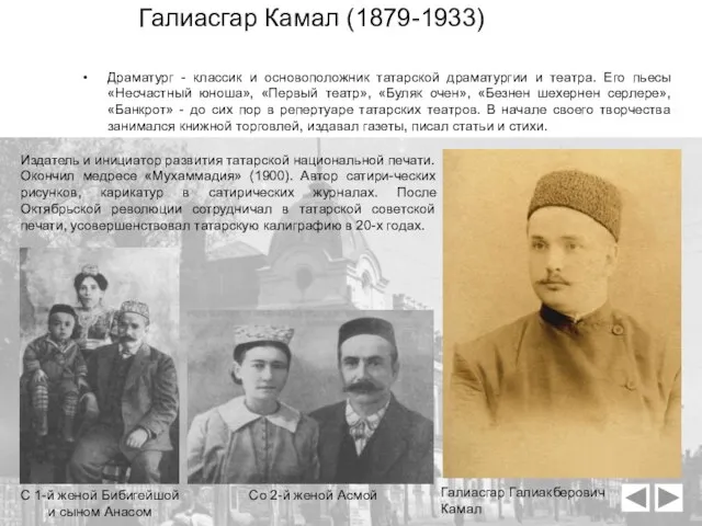 Галиасгар Камал (1879-1933) Драматург - классик и основоположник татарской драматургии и театра.