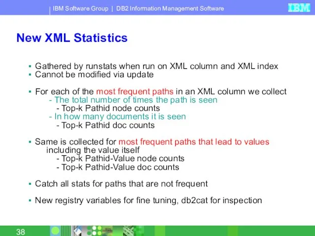 New XML Statistics Gathered by runstats when run on XML column and