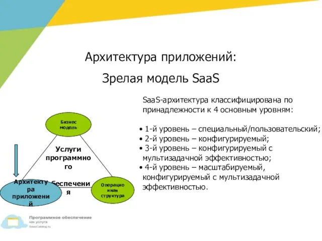 Услуги программного обеспечения Услуги программного обеспечения Операционная структура Архитектура приложений Бизнес модель
