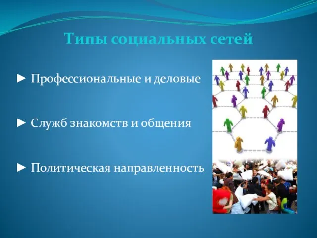 ► Профессиональные и деловые ► Служб знакомств и общения ► Политическая направленность Типы социальных сетей