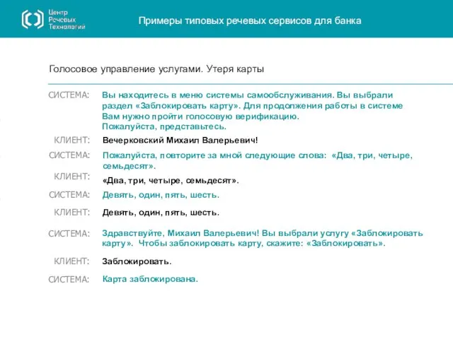 Голосовое управление услугами. Утеря карты Вы находитесь в меню системы самообслуживания. Вы