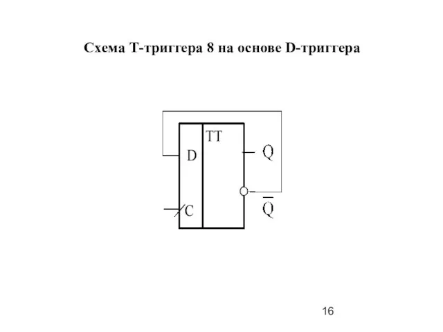 Схема Т-триггера 8 на основе D-триггера