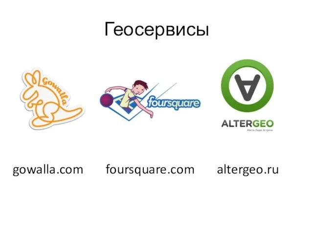 Геосервисы gowalla.com foursquare.com altergeo.ru