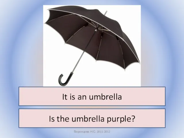 Воронцова Н.С. 2011-2012 It is an umbrella Is the umbrella purple?