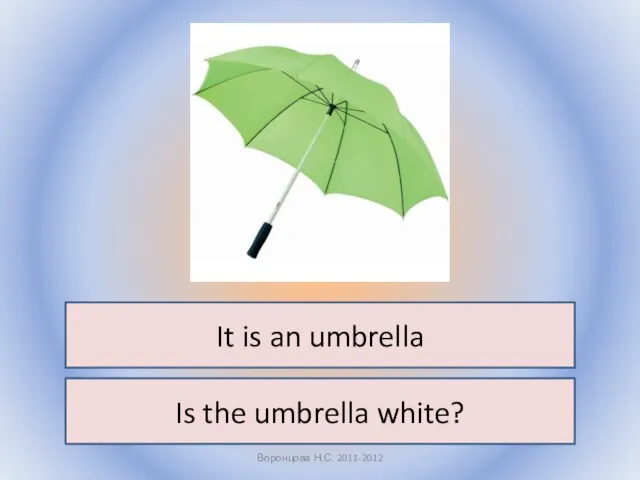 Воронцова Н.С. 2011-2012 It is an umbrella Is the umbrella white?