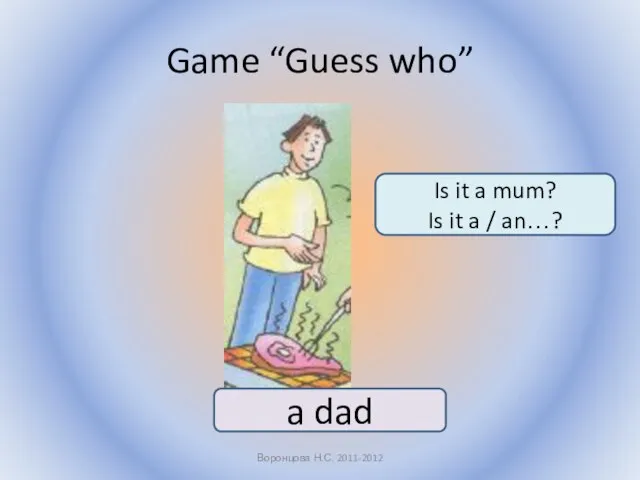 Game “Guess who” Воронцова Н.С. 2011-2012 Is it a mum? Is it