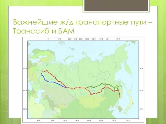 Важнейшие ж/д транспортные пути – Транссиб и БАМ