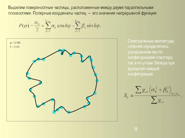 Выделим поверхностные частицы, расположенные между двумя параллельными плоскостями. Полярные координаты частиц ―