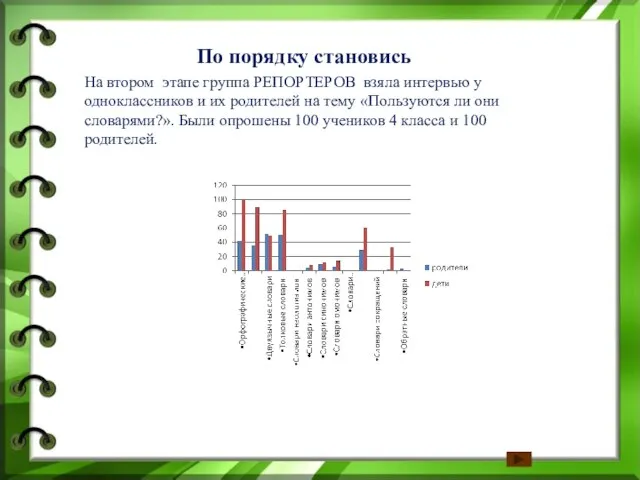 На втором этапе группа РЕПОРТЕРОВ взяла интервью у одноклассников и их родителей