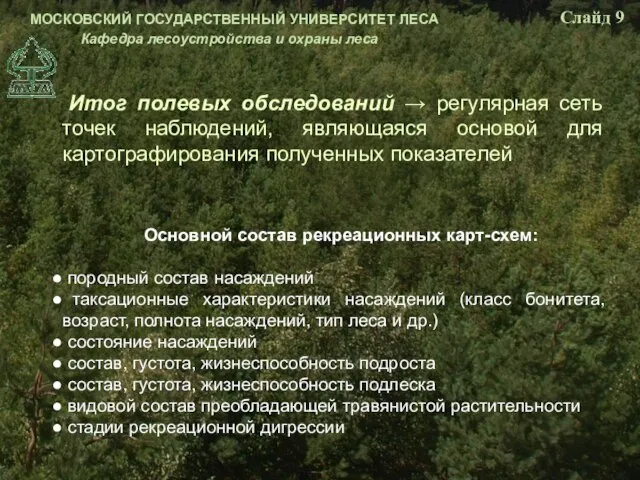 Итог полевых обследований → регулярная сеть точек наблюдений, являющаяся основой для картографирования