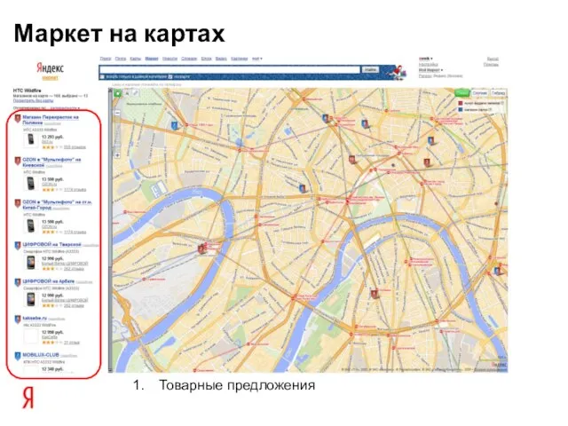 Маркет на картах Товарные предложения