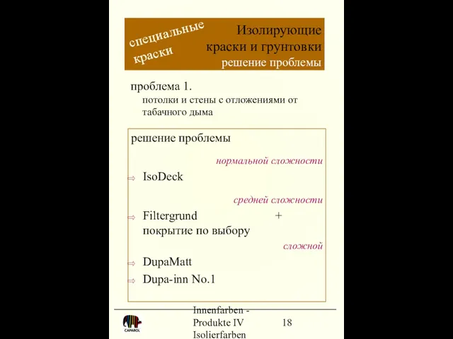 Innenfarben - Produkte IV Isolierfarben проблема 1. потолки и стены с отложениями