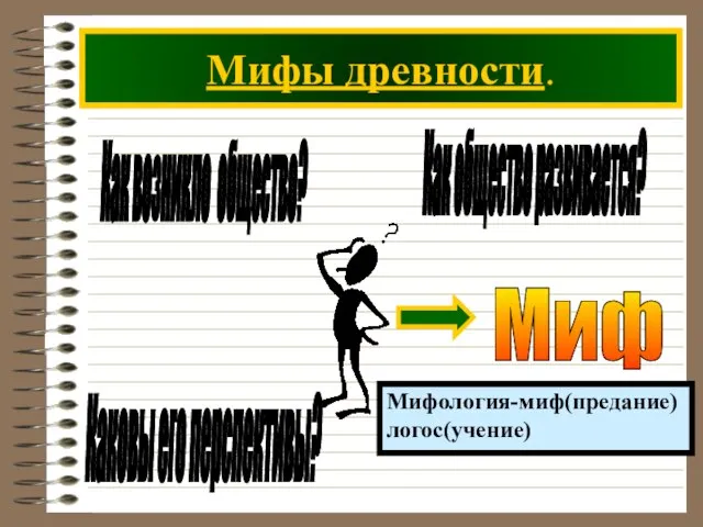 Мифы древности. Как возникло общество? Как общество развивается? Каковы его перспективы?