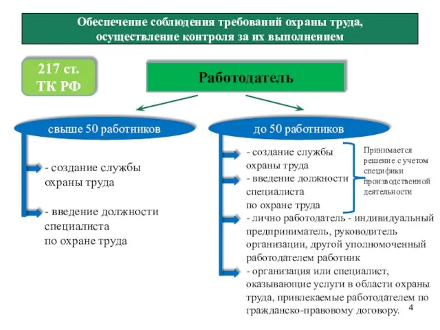 Обеспечение соблюдения требований охраны труда, осуществление контроля за их выполнением 217 ст.