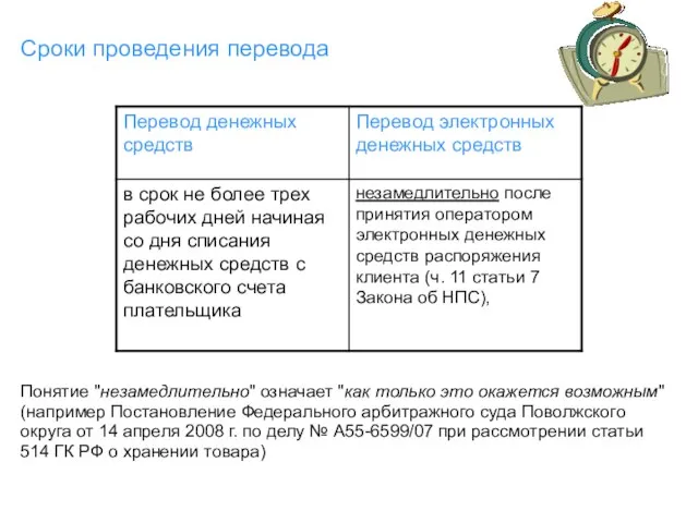 Понятие "незамедлительно" означает "как только это окажется возможным" (например Постановление Федерального арбитражного