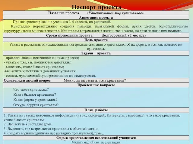 http://www.deti-66.ru/ «Детский исследовательский проект» Паспорт проекта