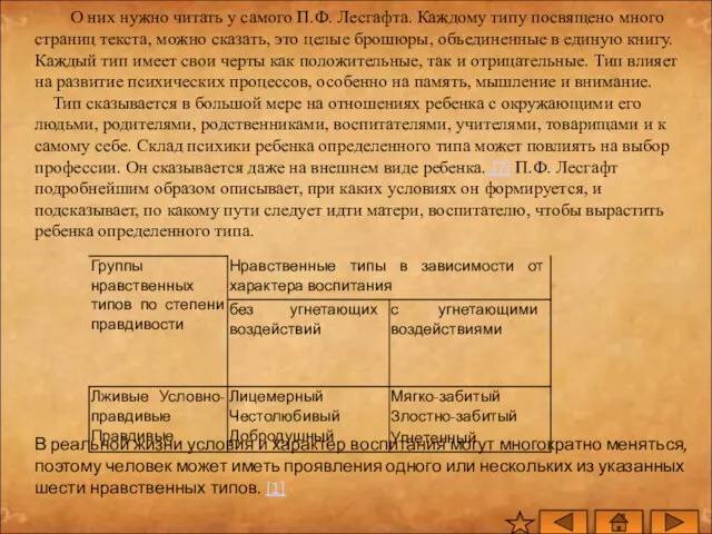 О них нужно читать у самого П.Ф. Лесгафта. Каждому типу посвящено много