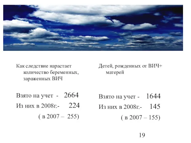 Как следствие нарастает количество беременных, зараженных ВИЧ Взято на учет - 2664