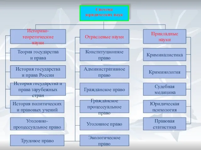 Система юридических наук Отраслевые науки Прикладные науки Историко-теоретические науки Конституционное право Теория