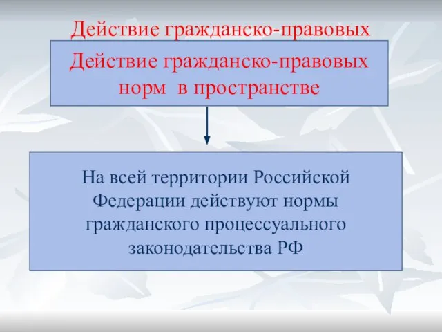 Действие гражданско-правовых норм в пространстве Действие гражданско-правовых норм в пространстве На всей