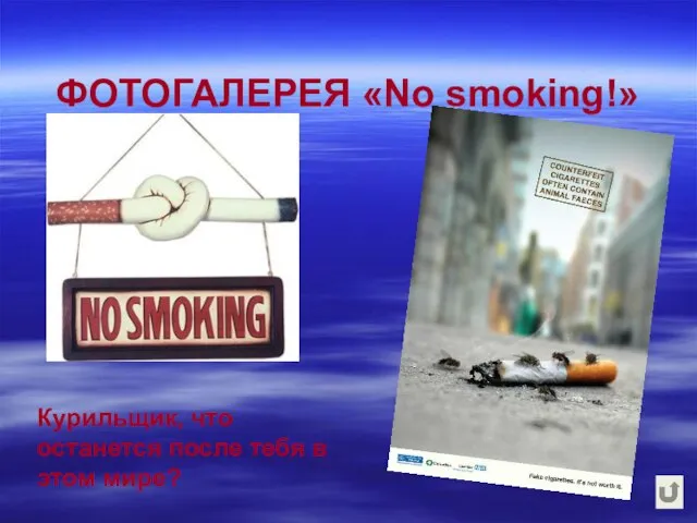 ФОТОГАЛЕРЕЯ «No smoking!» Курильщик, что останется после тебя в этом мире?