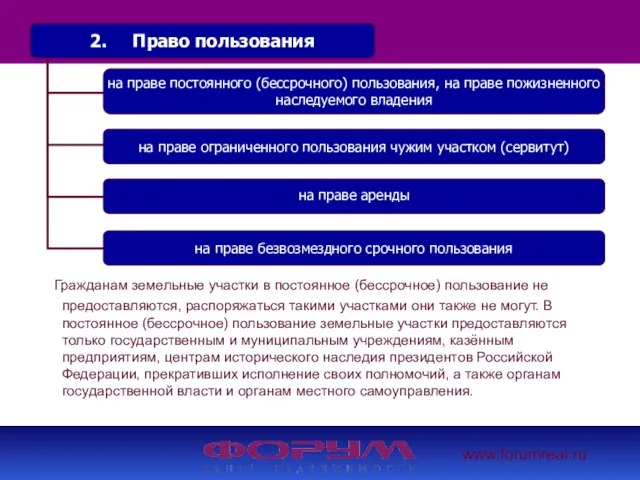 www.forumreal.ru Гражданам земельные участки в постоянное (бессрочное) пользование не предоставляются, распоряжаться такими