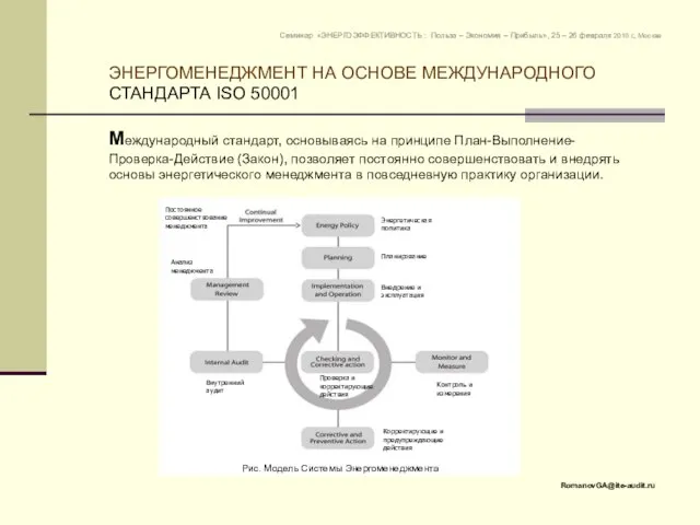 Международный стандарт, основываясь на принципе План-Выполнение-Проверка-Действие (Закон), позволяет постоянно совершенствовать и внедрять