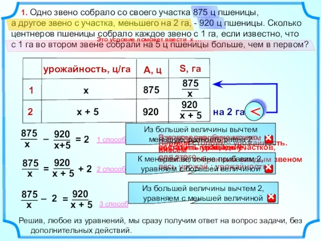 В другой столбик внесем Урожай, собранный каждым звеном Первый столбик – урожайность.