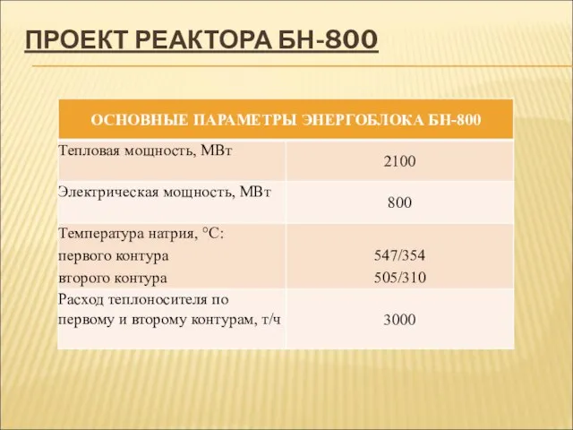 ПРОЕКТ РЕАКТОРА БН-800