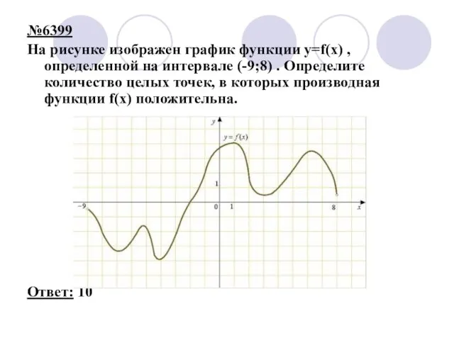 №6399 На рисунке изображен график функции y=f(x) , определенной на интервале (-9;8)