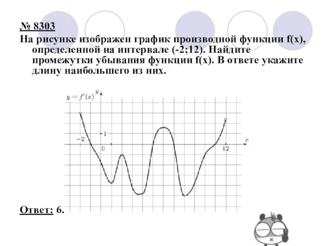 № 8303 На рисунке изображен график производной функции f(x), определенной на интервале