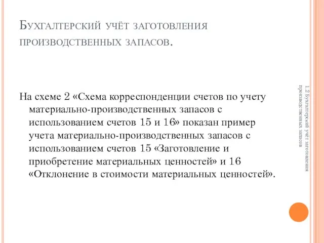 Бухгалтерский учёт заготовления производственных запасов. На схеме 2 «Схема корреспонденции счетов по