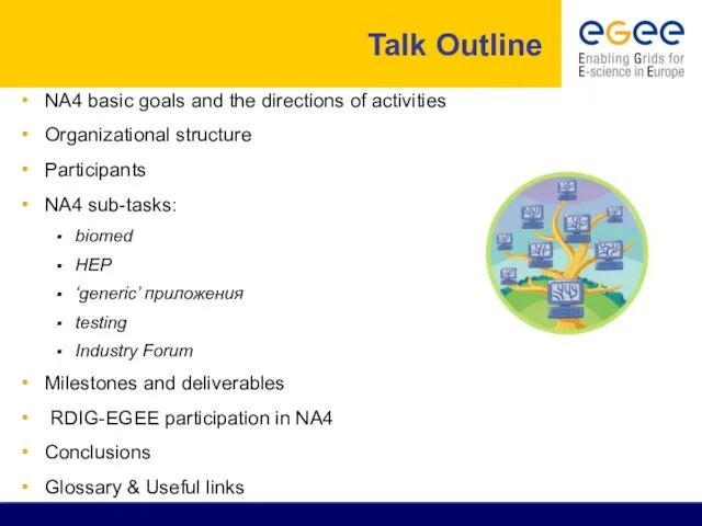 Talk Outline NA4 basic goals and the directions of activities Organizational structure