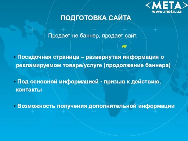 Продает не баннер, продает сайт. ПОДГОТОВКА САЙТА Посадочная страница – развернутая информация