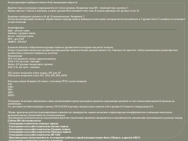 Балансировщик подбирает танки в бой следующим образом: Берётся танк из очереди и