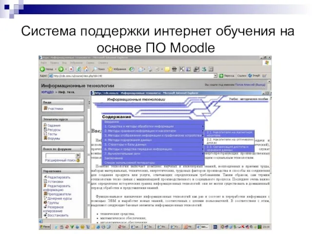 Система поддержки интернет обучения на основе ПО Moodle