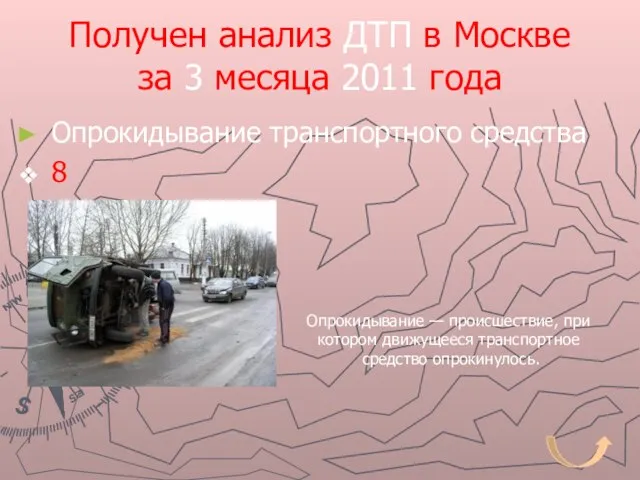 Получен анализ ДТП в Москве за 3 месяца 2011 года Опрокидывание транспортного